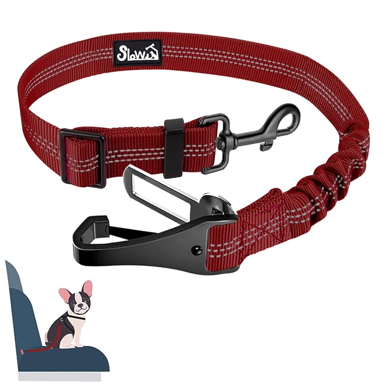 Cinto de Segurança para Cães SlowTon com Fixação LATCH e Fivela, Nylon Vermelho, 70 cm, 1 unidade