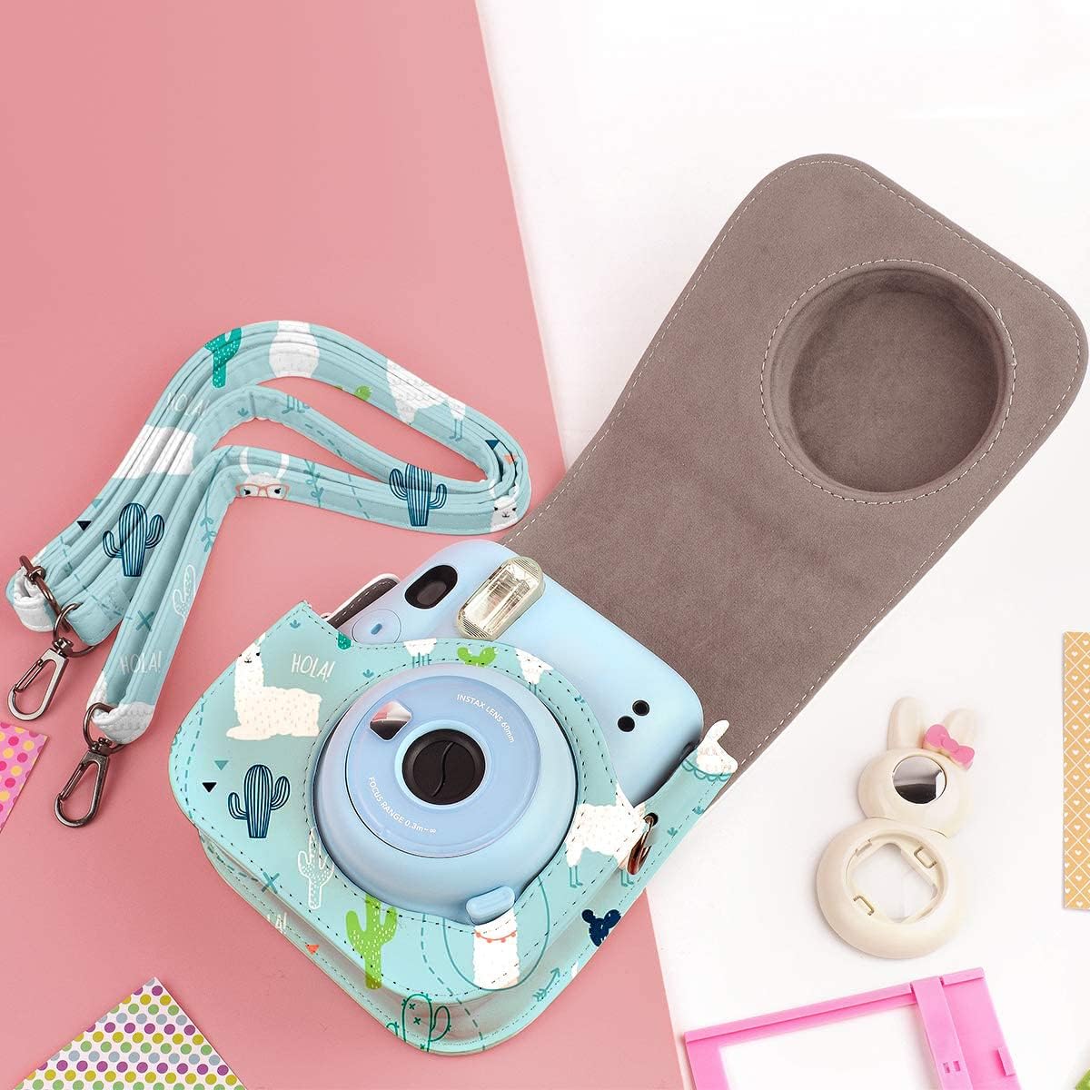 Katia Camera Case Compatible for Fujifilm for Instax Mini 11 Instant Film Camera with Adjustable Shoulder Strap - Alpaca