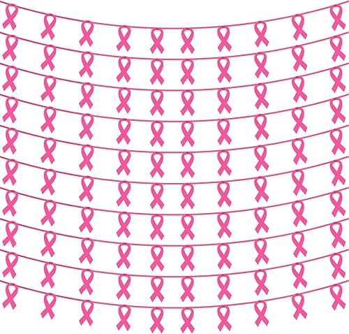 Irenare Guirnalda de fieltro de cinta rosa de 13.1 pies de 13.1 pies para decoración de concientización sobre el cáncer de mama, guirnalda de cinta