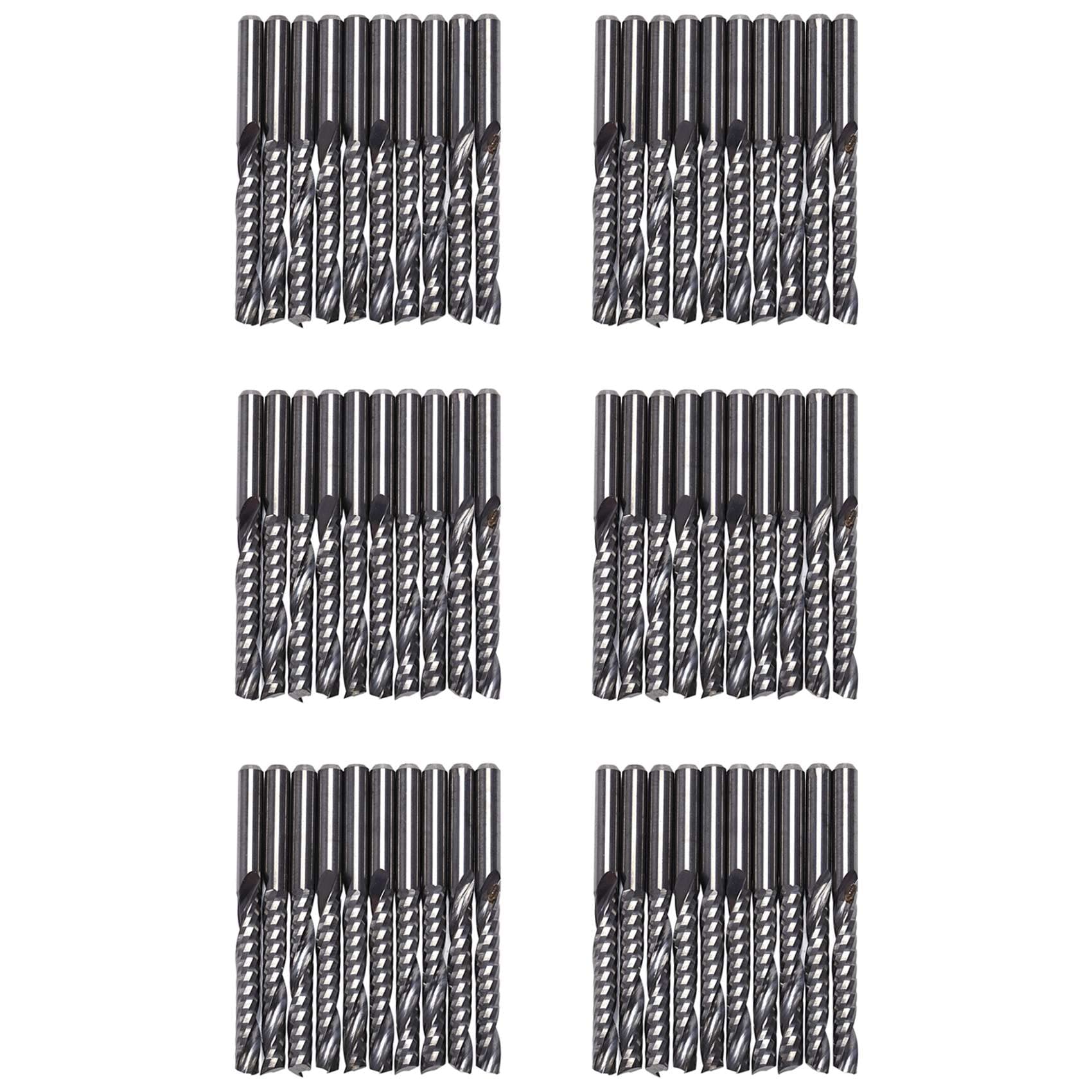 Jnchdghwa Silver 60Pcs Cnc Router Bits 3.175 X 22Mm Single Flute Spiral Carbide Cnc Router Bits Milling Cutter