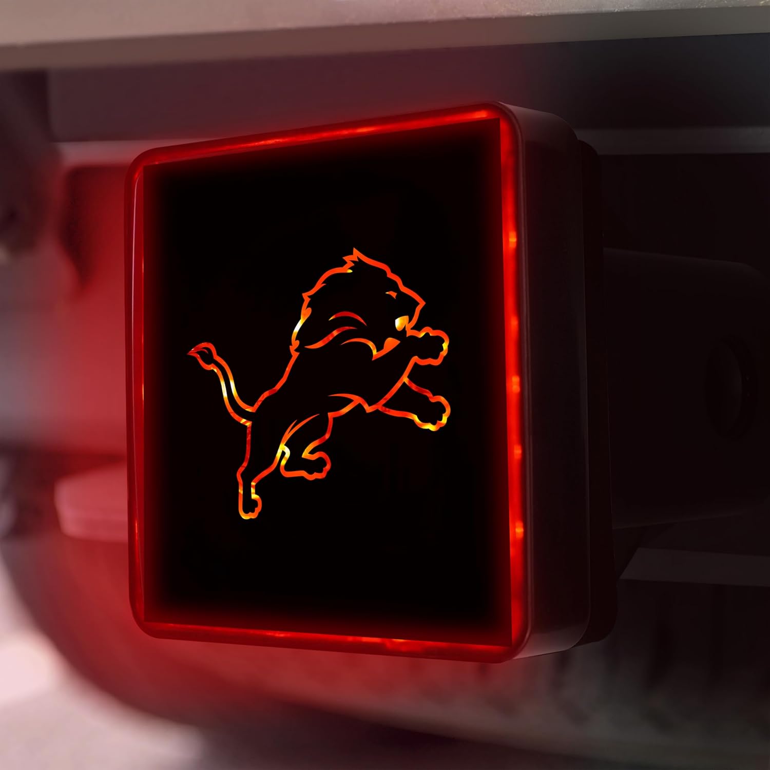 FANMATS NFL - Detroit Lions Light Up Hitch Cover | Black | Fits All 2 in. Class III hitches | Lion Primary Logo