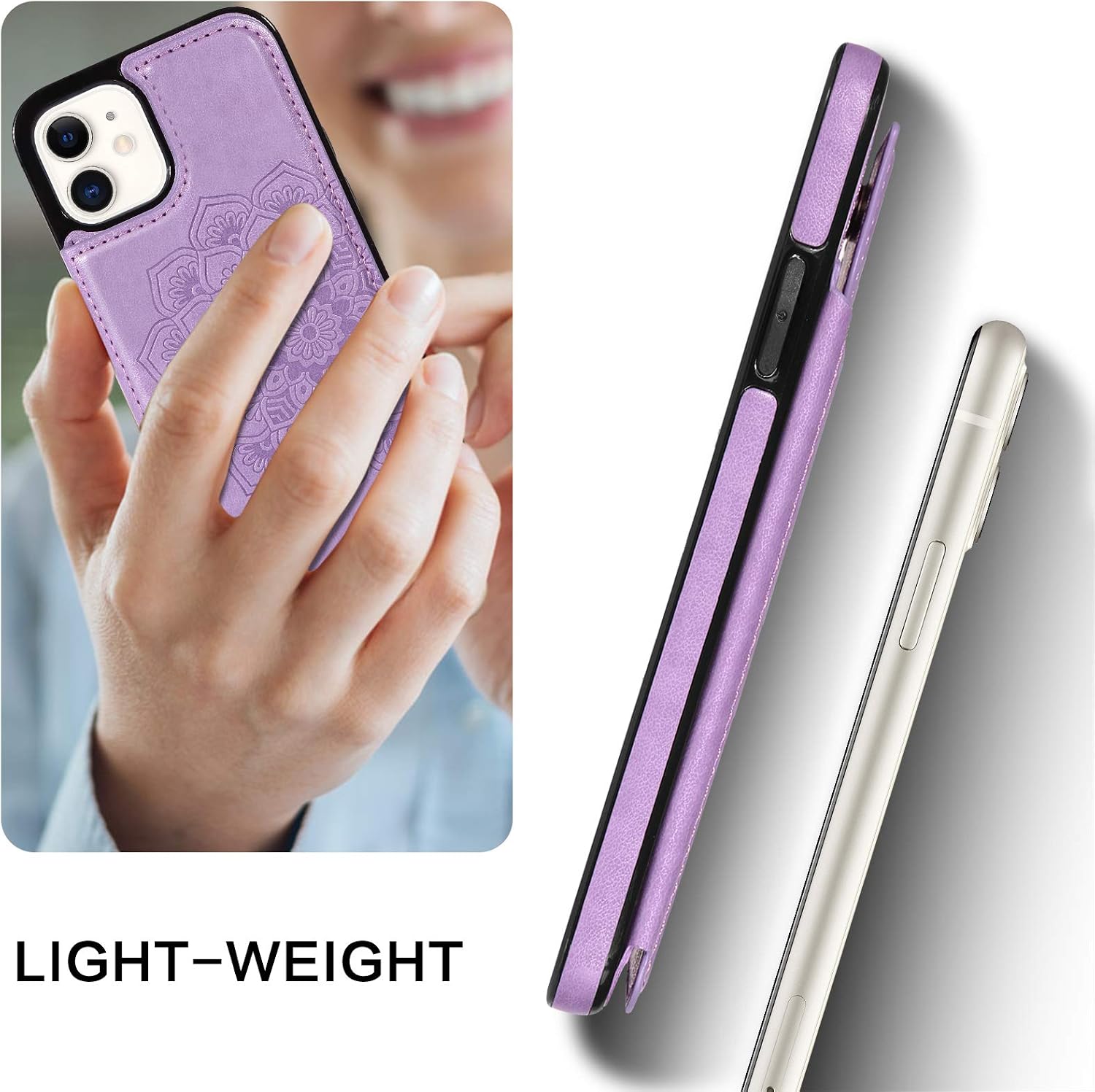 BENTOBEN iPhone 11 Wallet Case with Card Holder, PU Leather Heavy Duty Rugged Protective Cases with Card Slots Shockproof Flip Folio Phone Case Cover for Apple iPhone 11 6.1 Inch 2019 -Purple