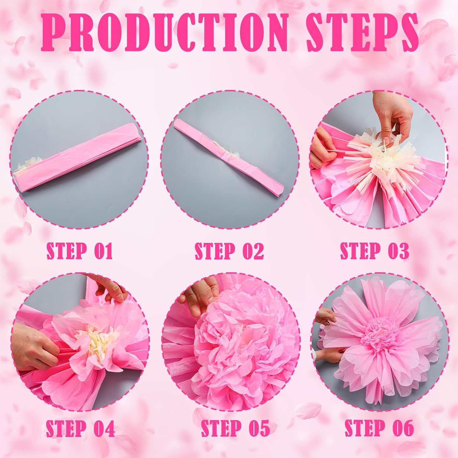 Giegxin 6 Pcs 31.5", 24" Orange Giant Paper Flower Rose Red Large Tissue Paper Flower for Wall Big Colorful Floral Decorations for Wall Wedding Bridal Shower Baby Shower Mexican Fiesta Crepe Birthday