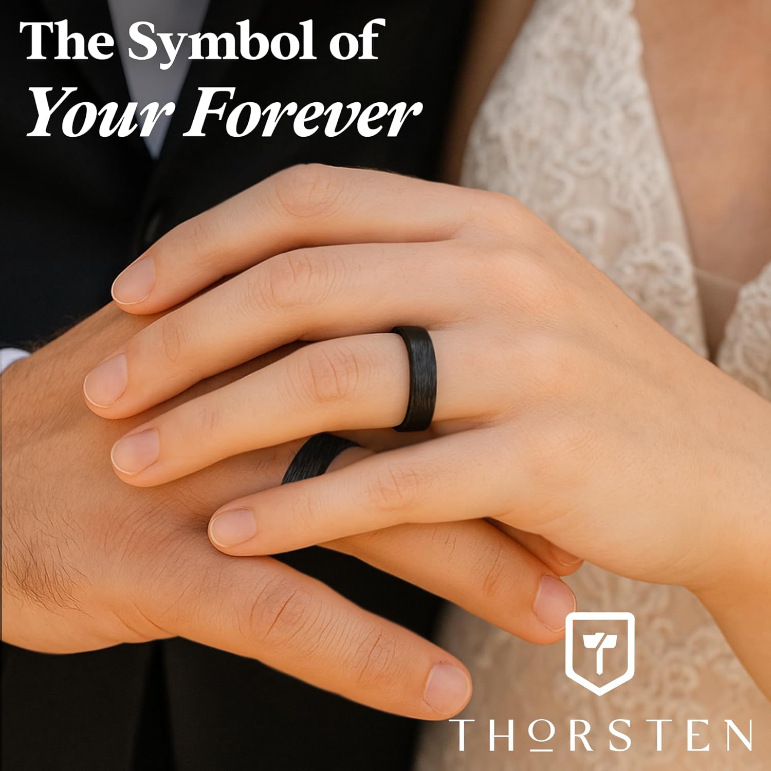 Thorsten BALTIMORE | Tungsten Rings for Men | Carbide | Comfort Fit | Flat Style Black Tungsten Carbide Ring with Brushed Finish