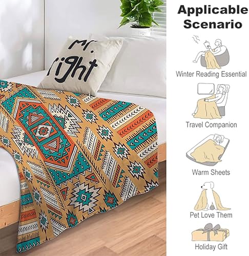 Miniatura 3 de Manta para el hogar, diseño de tribu secreta azteca india, suave y cálida, 30 x 40 pulgadas, estilos surtidos, naranja y verde azulado