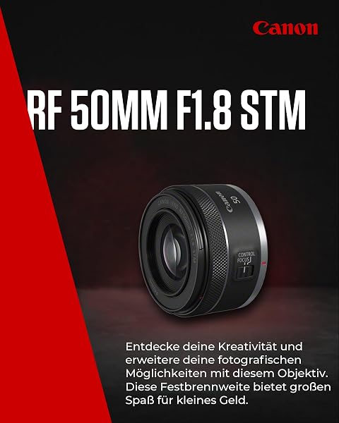 Canon RF 50mm F1.8 STM Objektiv | Kompakt und leicht, hohe Lichtstärke von 1:1,8, kompatibel mit Allen Canon Kameras der EOS R Serie Schwarz - 2