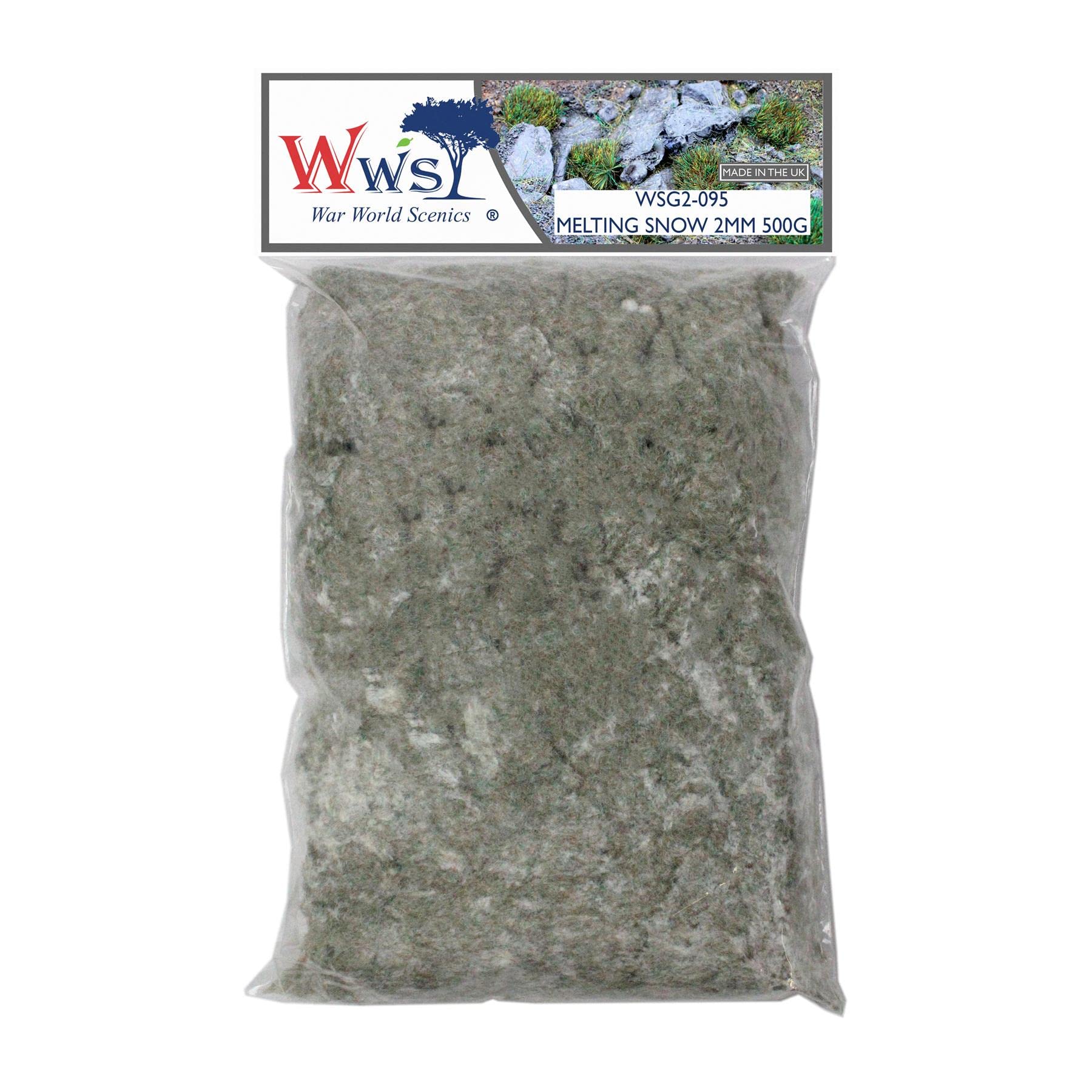 WWS War World Scenics WWScenics | 2mm Streu-Schmelzende Schnee | 500g | WSG2-095 | Streugras für Modellbahn und Modellbau