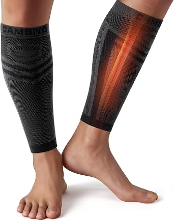 CAMBIVO Calf Compression Sleeves Men and Women - Footless Leg Socks for Shin Splints, Calf Strains & Varicose Veins Relief - Graduated Support for Running, Hiking, Marathon 1 Pair