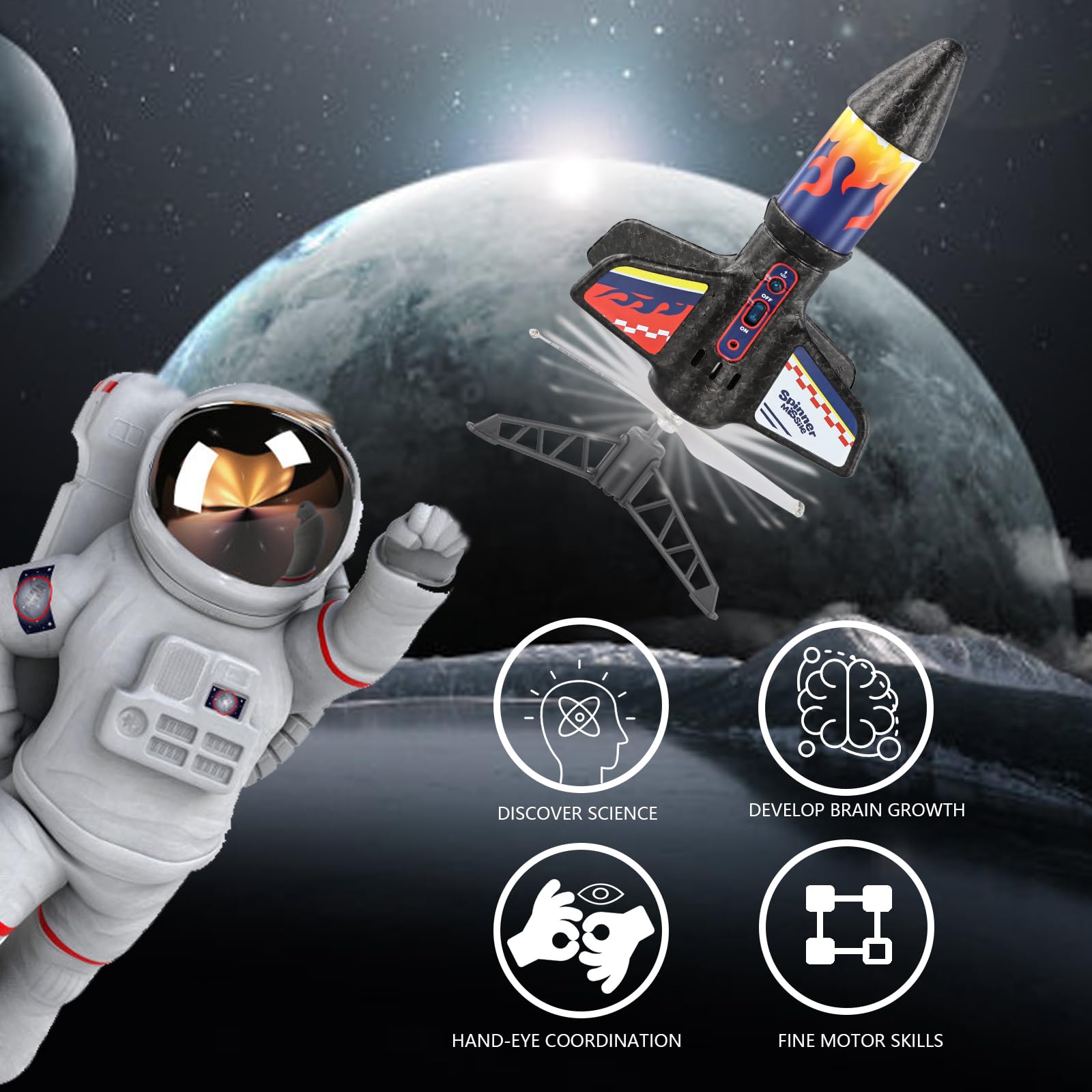 Fusée Jouet pour Enfants, Lanceur de Fusée pour Enfants, Jouet Fusée avec Parachute, Jouets de l'espace Aérien à Lancement Automatique, Jouets d'extérieur pour Enfants de 8 à 14 Ans