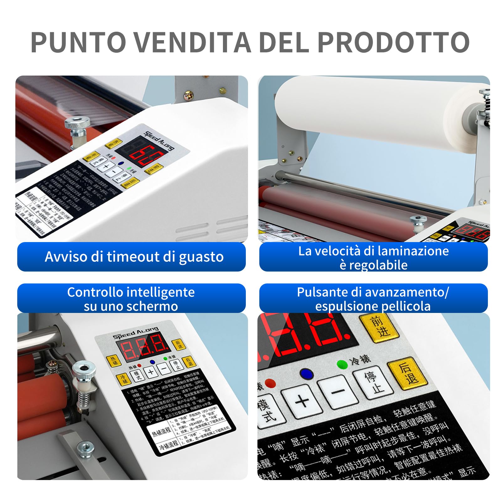Plastificatrice Multifunzione a3 Professionale – Fredda e Caldo Fronte/Retro – velocità 1,1 m/min – Spessore fino a 5mm – Larghezza 460mm per Poster, Foto e Documenti