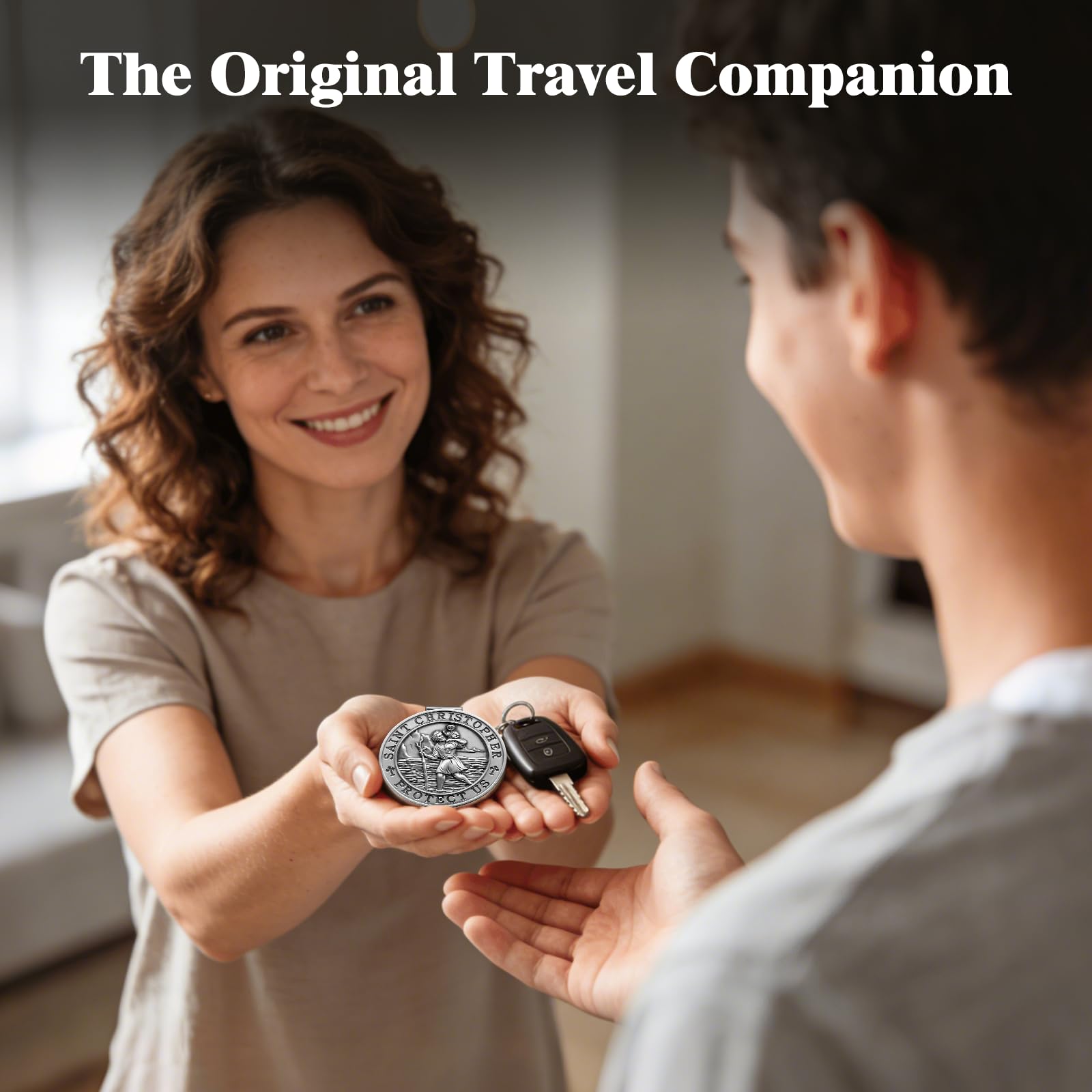 St. Christopher Medal for Car, Metal Saint Christopher Visor Clip, Gifts for Catholic Men, Talisman for Safety, Automotive Visor Accessories, Gift for Drivers, Families, Friends