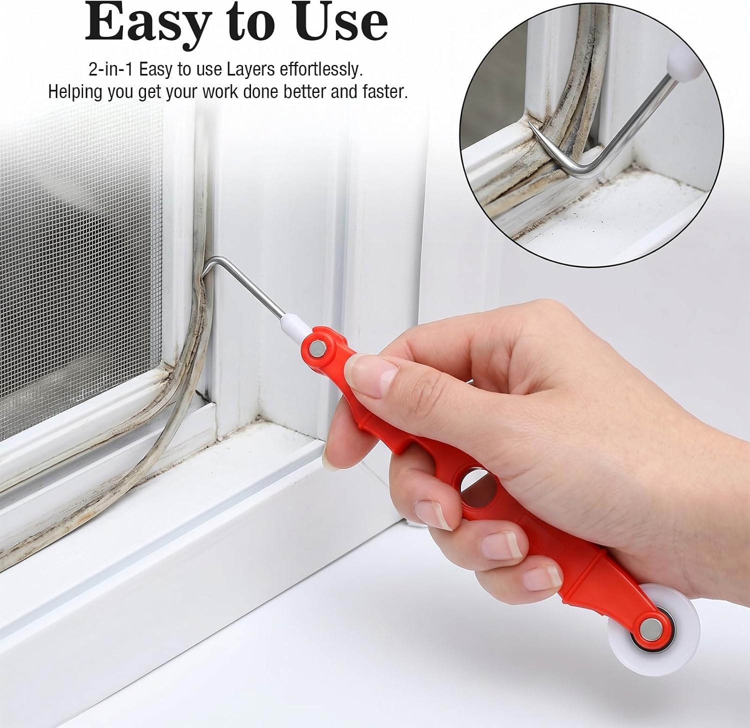 4PCS Screen Tool, Window Screen Replacement Kit with Spline Roller Tool, Window Screens Spline Roller Tools, Windows Installation Tools for Installing & Replacing Windows Patio Sliding Door