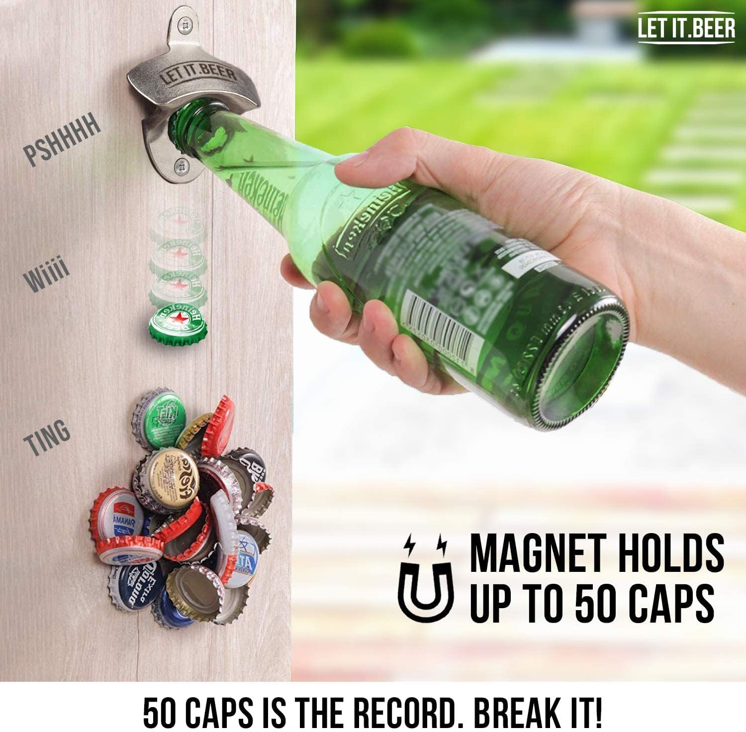 Weekly Top Sale Bottle Opener Wall Mounted with Magnet Catcher - Gifts For Dad Who Has Everything - Fathers Day Idea - Beer Opener - Man Cave Accessories - Birthday Housewarming Fathers day Gift