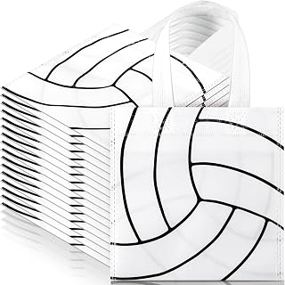 Sweetude 12-Pack Volleyball Party Favor Bags - 7.8x7.8" Non-Woven Goodie Totes with Handles for Sports Birthdays & Events