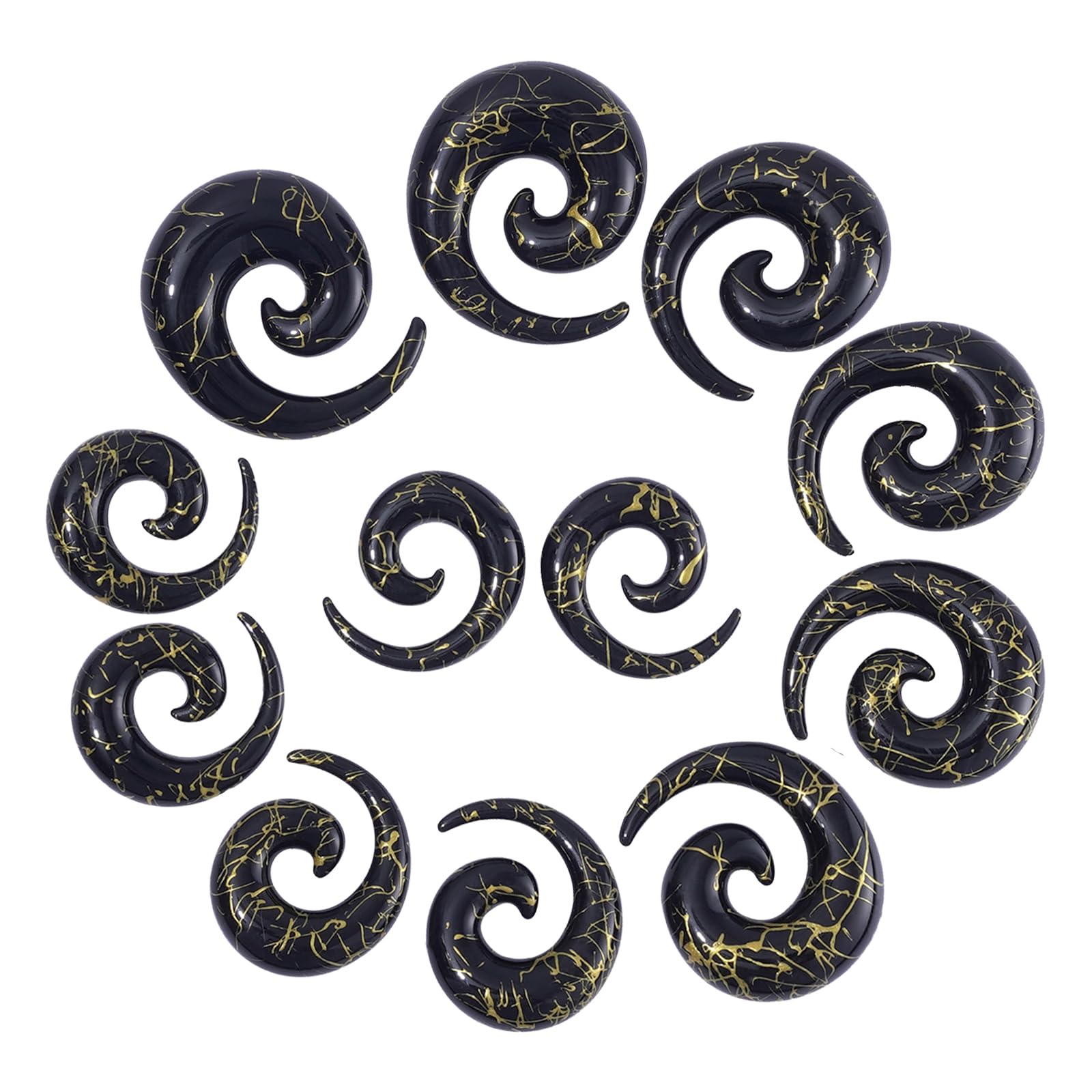 Longbeauty 12 Pcs Acryl Tapers Dehnspirale Dehnschnecke Dehnstab Piercing Ohr Expander Kit 10MM-20MM