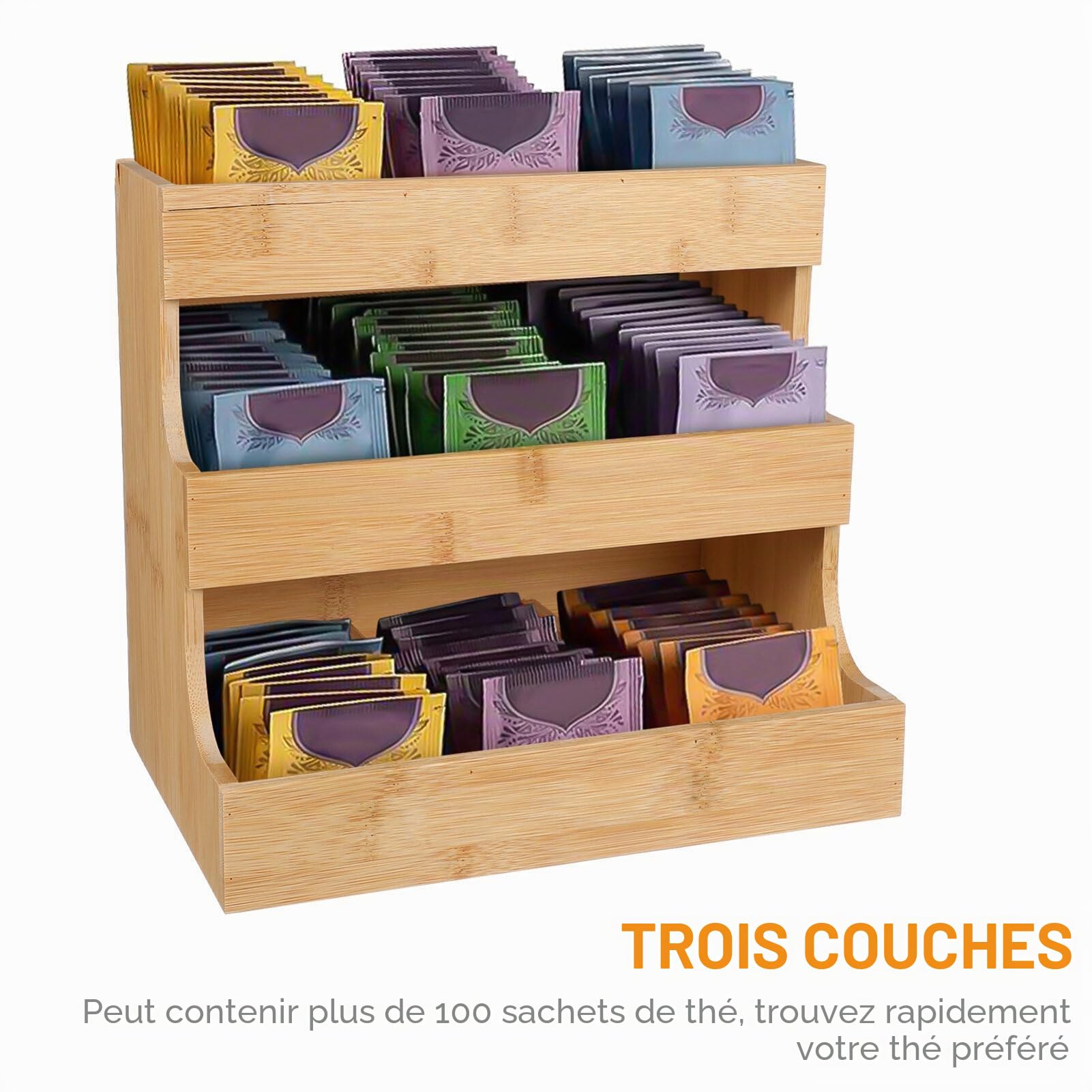 BESTonZON Sachet De Café Sachet De Thé Sachet De Thé Poitrine Médecine Organisateur Cabinet Thé Organisateur pour Sachets De Thé Présentoir De Collier Étagères en Bois Rustiques