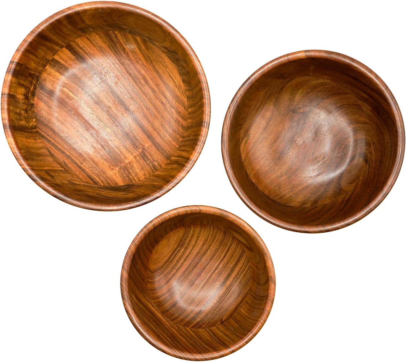 Naayaab Craft Pakka Sheesham Wooden Classic And Elegant Serving Bowl For Home & Kitchen - Set Of 3, 300 ML