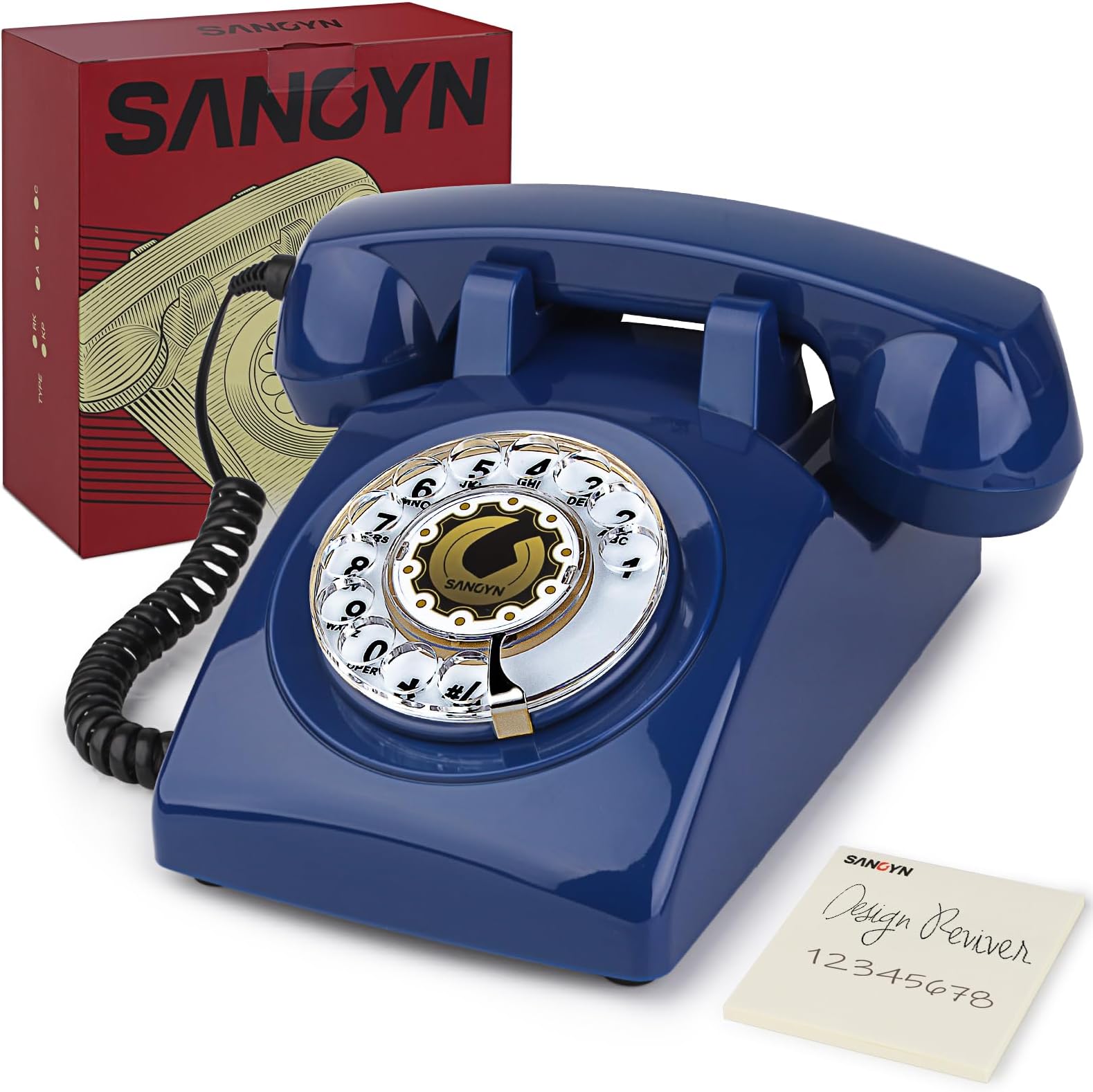 Rotary Landline Phones 1960s Old Style Retro Corded Telephone with Mechanical Ringer for Home Office Desk