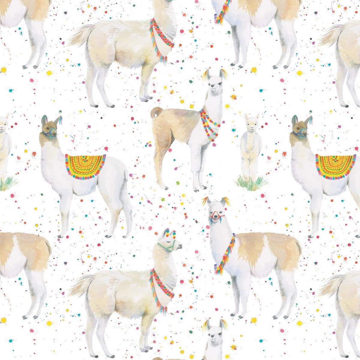Llama Recyclable Gift Wrapping Paper - 2 sheets and 2 tags - fun birthday gift wrap for her - kids - children - teens