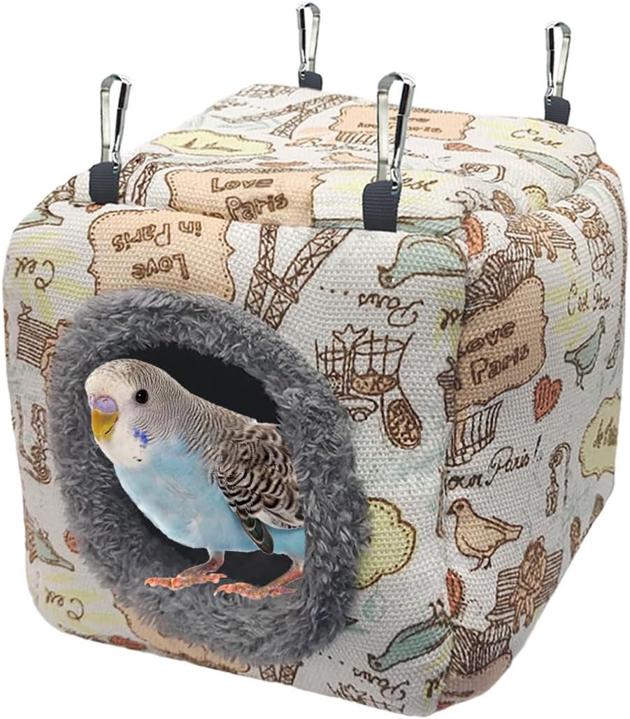Bird Hammock Bed - Plush Nest for Parakeet Cockatiel Conure Lovebird etc | Warm, soft, breathable, cute, shape preserving