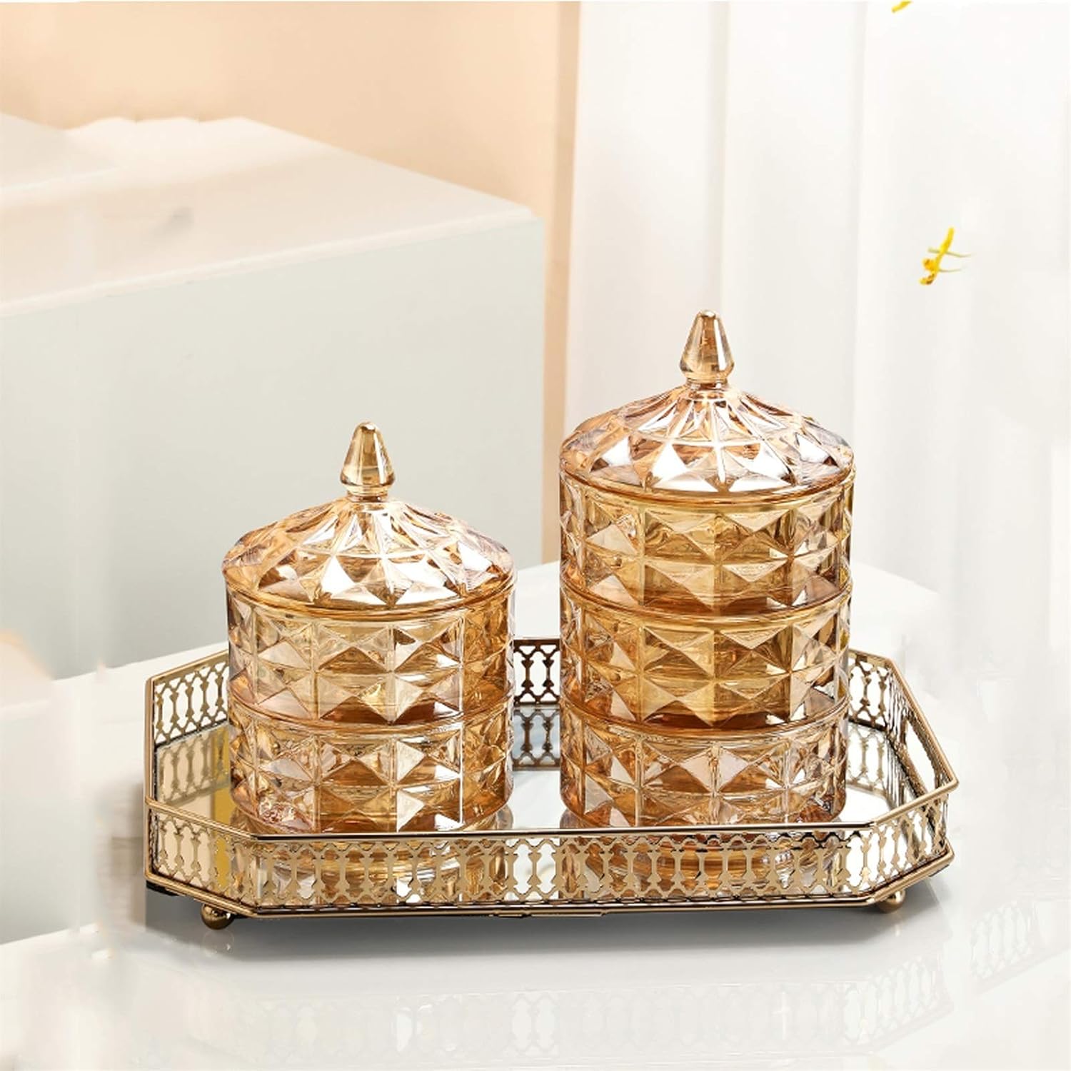 Sugar Bowl Sugar Bowl Household Transparent Candy Jar with Lid Crystal Glass Jar Coffee Cube Sugar Bowl Sugar Bowl with Multiple Layers Candy jar (Color : D, Size : Single Layer)