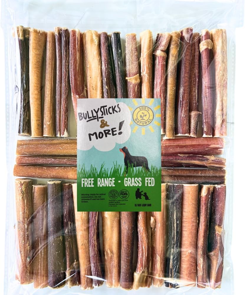 BULLYSTICKS & MORE 4-5 Inch Bully Sticks (Regular - 25 Pack) | Bully Sticks for Medium Dogs | 100% Grass Fed Beef | Dog Parents Choice Bully Stick Dog Chews | No Hide Bully Bones