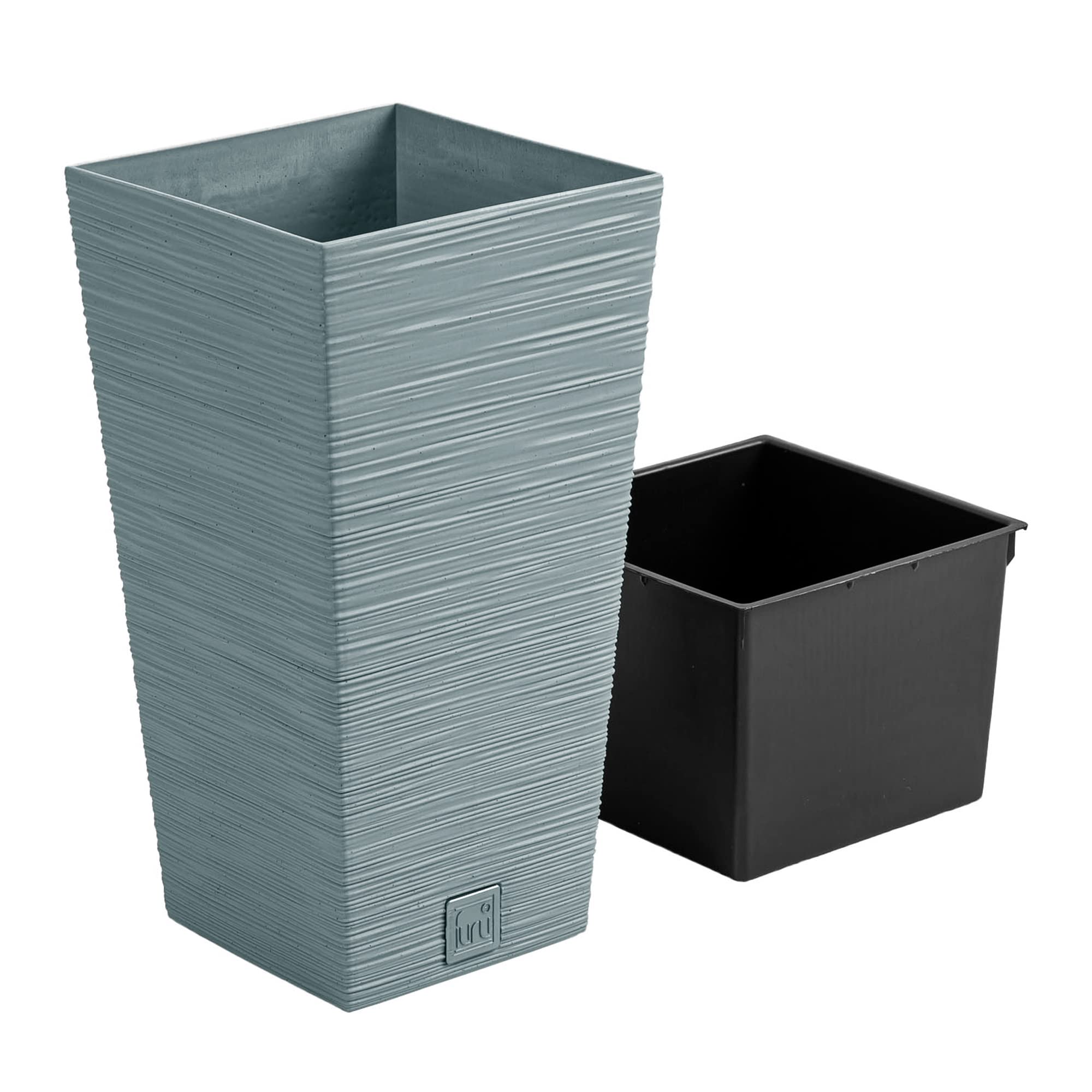 Pot de fleurs avec reserve d´eau 34x34x66cm gris galet - FURU