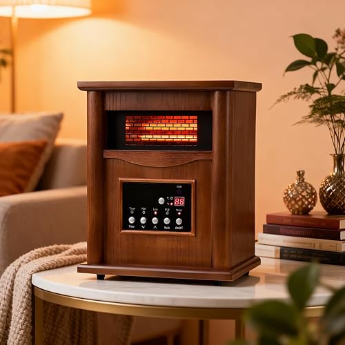 Miniatura 3 de Nordic Hygge Calentador de espacio infrarrojo portátil, calentador eléctrico de 1500 W para habitación grande interior, dormitorio, oficina, control