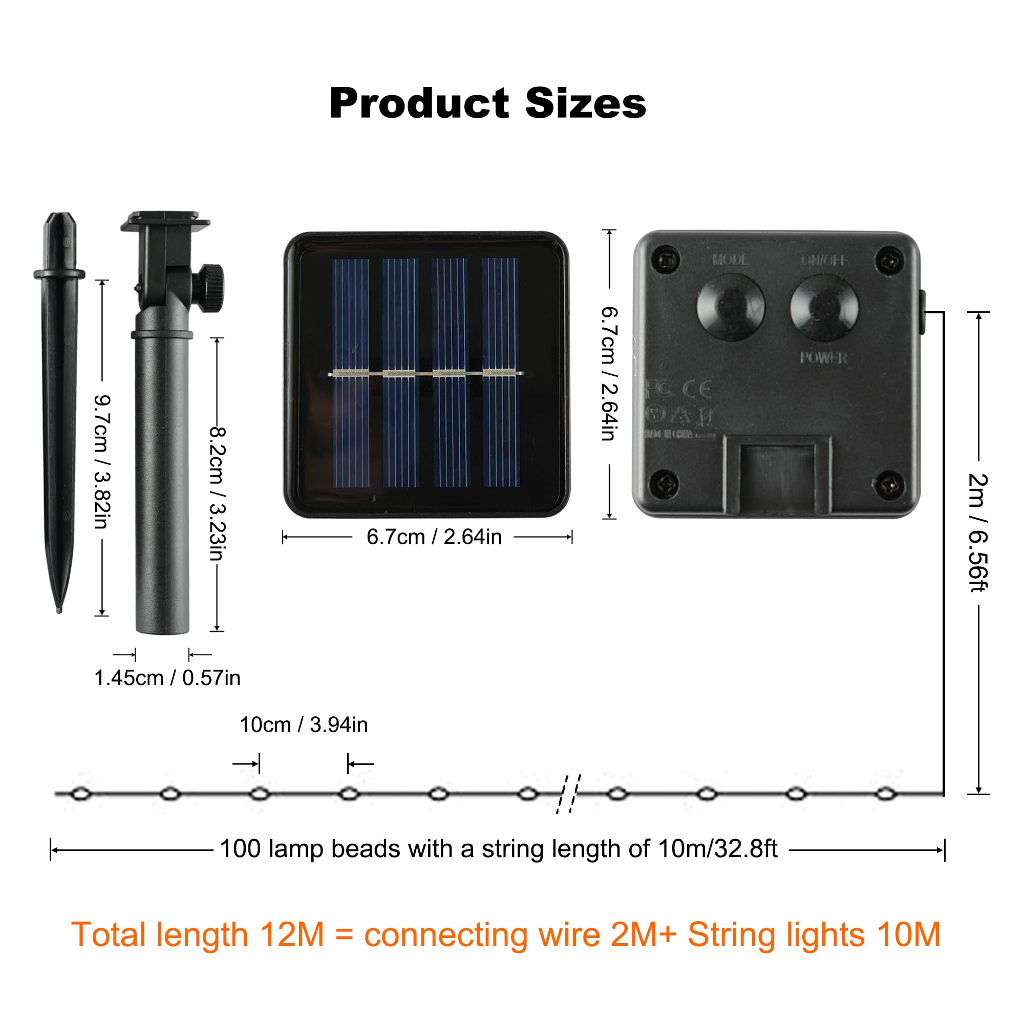 2 pezzi di luci a stringa solare per esterni, 12 M / 39 Ft 100 LED Luci a stringa impermeabili Luci a stringa solare a 8 modalità per decorare giardino, patio, cortile, festa (viola)