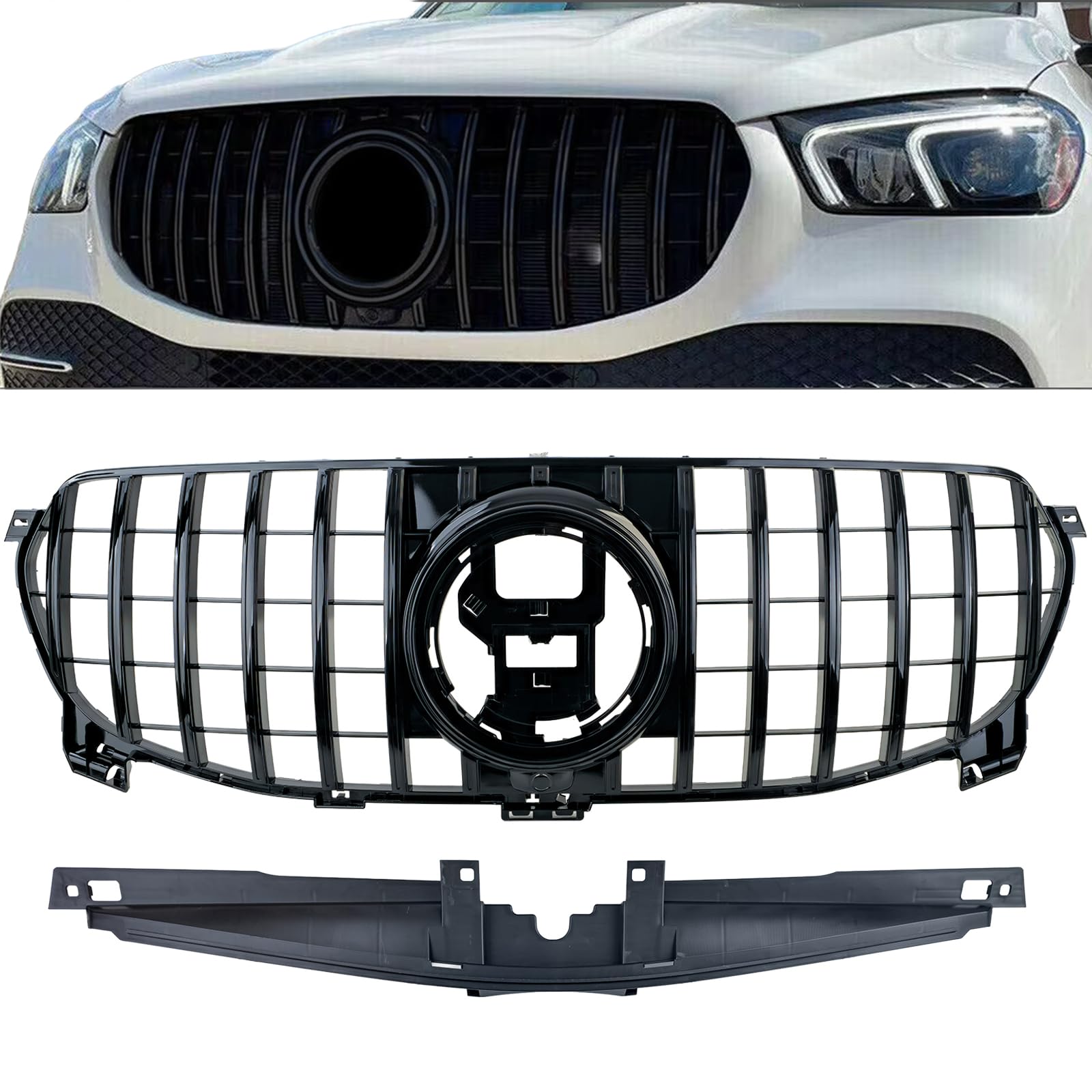 Kühlergrill Schwarz Glanz für Mercedes GLE V167 Coupe C167 18-23 ohne AMG