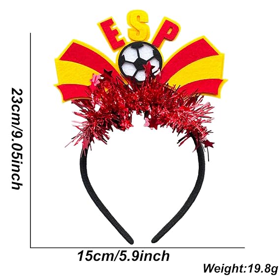 Spain Flag Headband Football Hair Hoops World Cup Party Headbands for Soccer Fans for Soccers Accessories Women Men Soccers Hair Bands Game Day Sports Hair Decoration 1Pcs