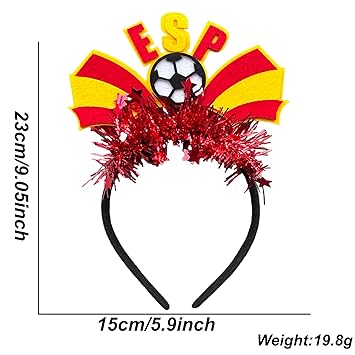 Spain Flag Headband Football Hair Hoops World Cup Party Headbands for Soccer Fans for Soccers Accessories Women Men Soccers Hair Bands Game Day Sports Hair Decoration 1Pcs