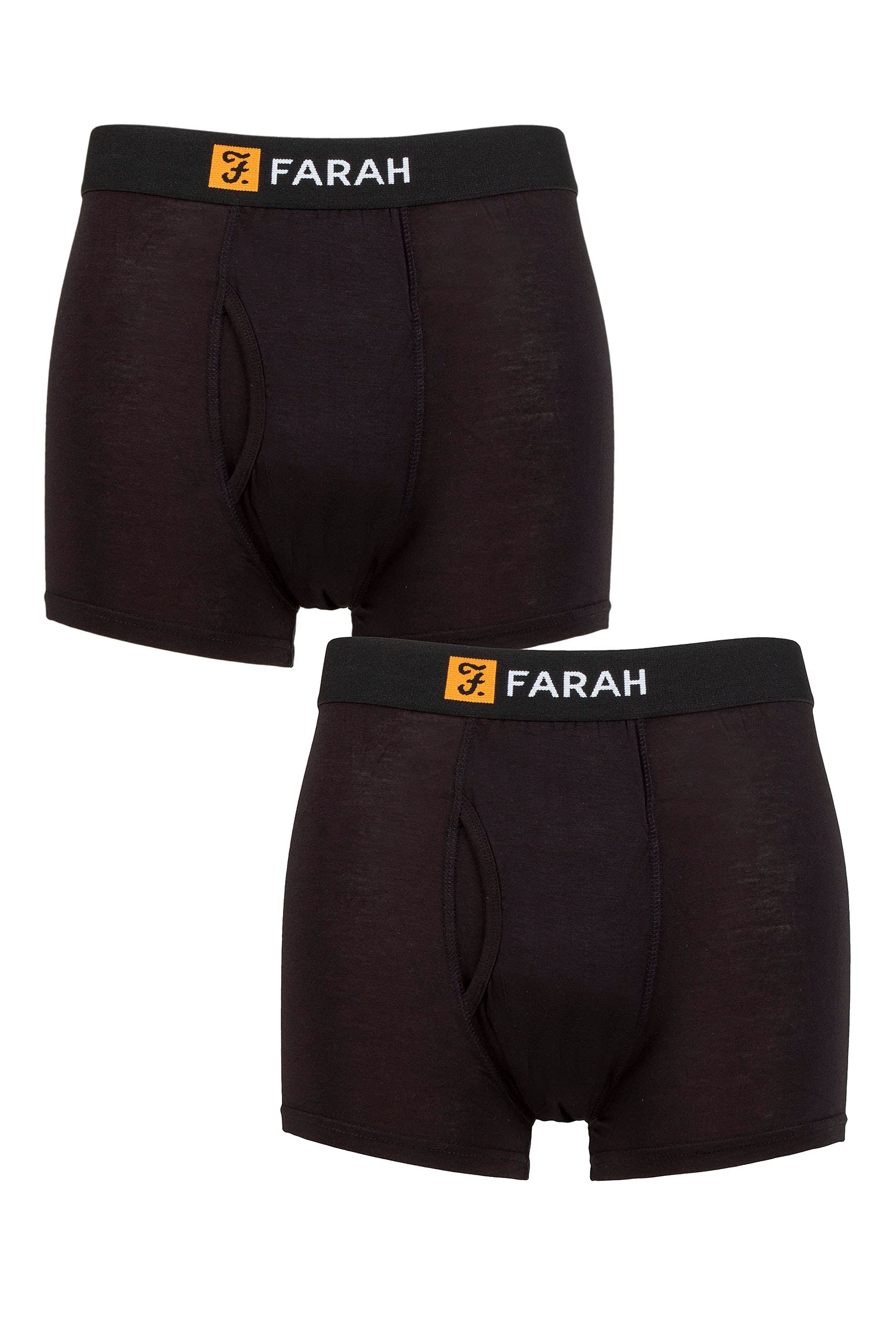 Farah Mens Classic Striped and Plain Bamboo Keyhole Trunks Pack of 2 Stripe Black XXL