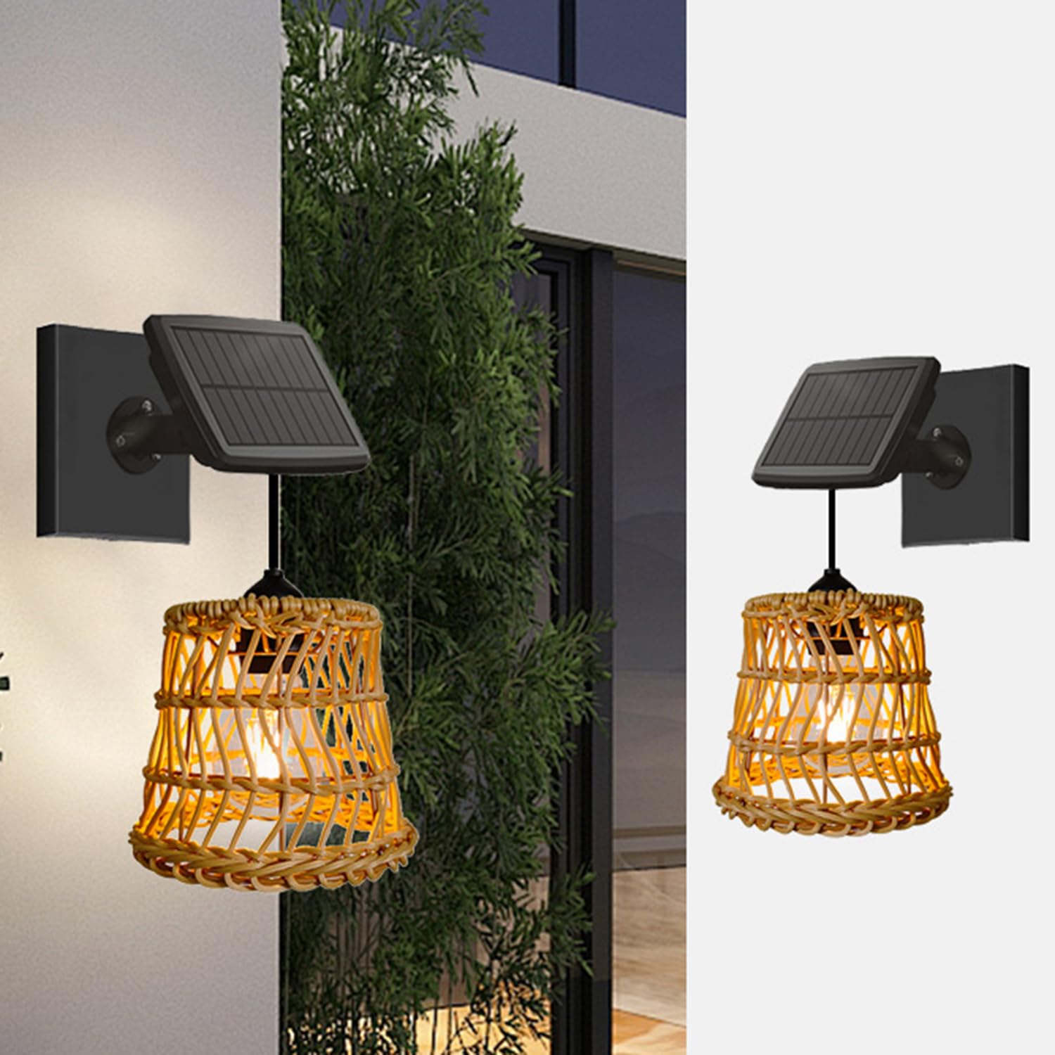 OOWOKS Solarlampen für Außen mit Bewegungsmelder 2 Stück Hängend Wandleuchte Außen mit 4 Modi IP44 Wasserdicht Vintage Hängelampe ohne Strom mit Solarpanel 3000K für Balkon Garten Terrasse