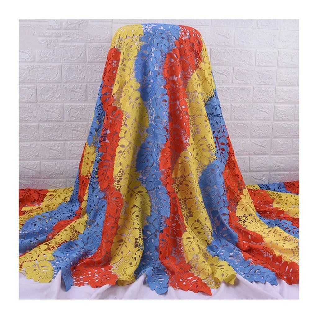 Huabian Tela De Encaje Africano De 4,5 M / 180InCHE Con Piedras Cuerda De Guipure Soluble De Agua Colorida BRICOLAJE Costura De La Fiesta De Bodas, 1pcs