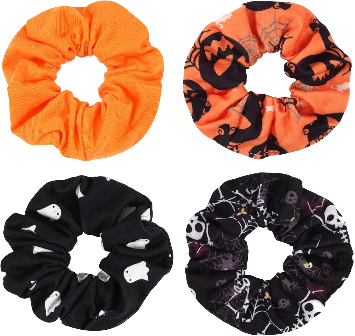 Ardorchid Cadılar Bayramı saç Scrunchies ürkütücü turuncu kabak Scrunchies kafatası hayaletler yarasa örümcek ağı iskelet saç bağları kadınlar kızlar için elastik saç kravat cadılar bayramı hediyeleri saç