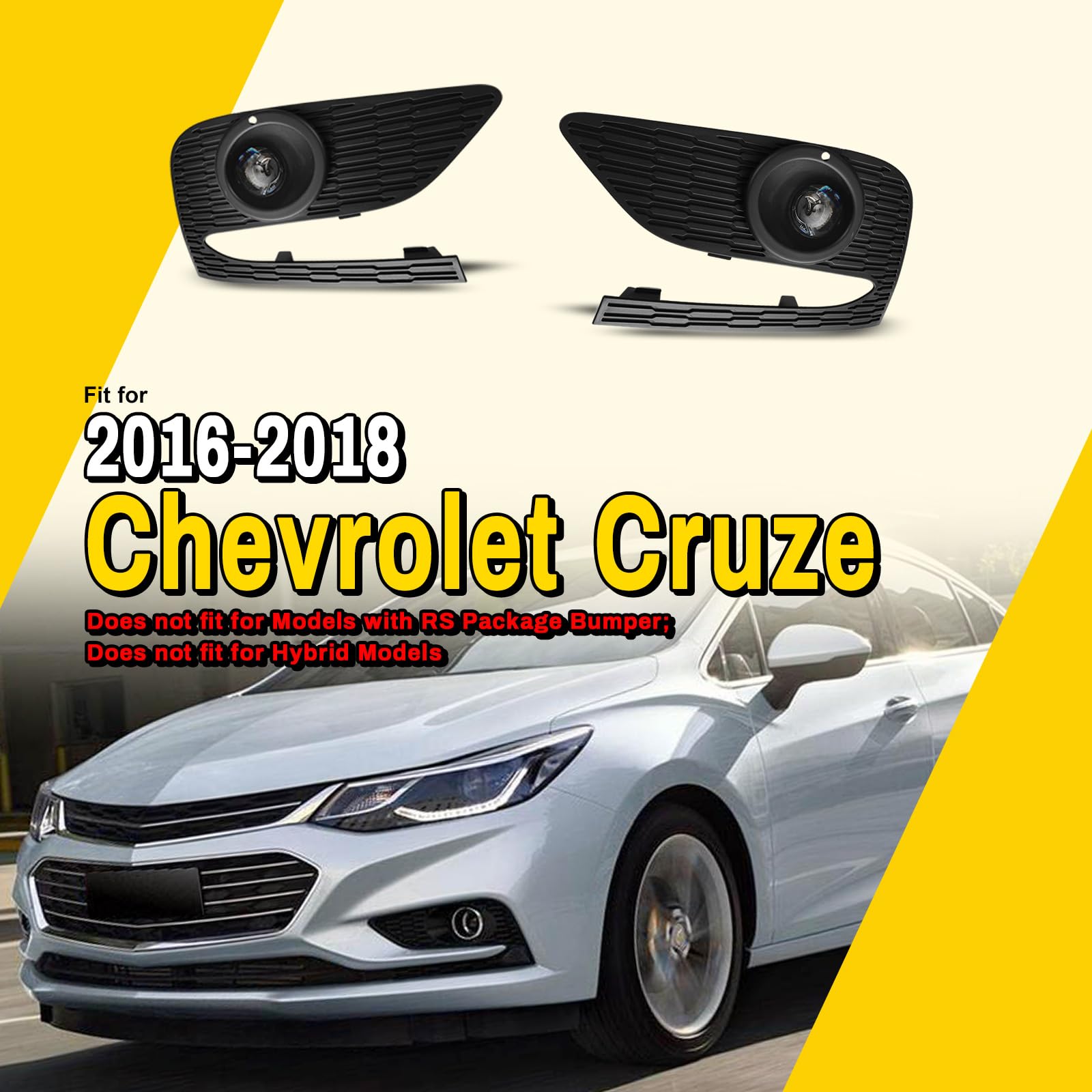 Kit De Luces Antiniebla Proyector Para Chevy Cruze 2016-2018 – G-PLUS Con Interruptor Y Halógenas