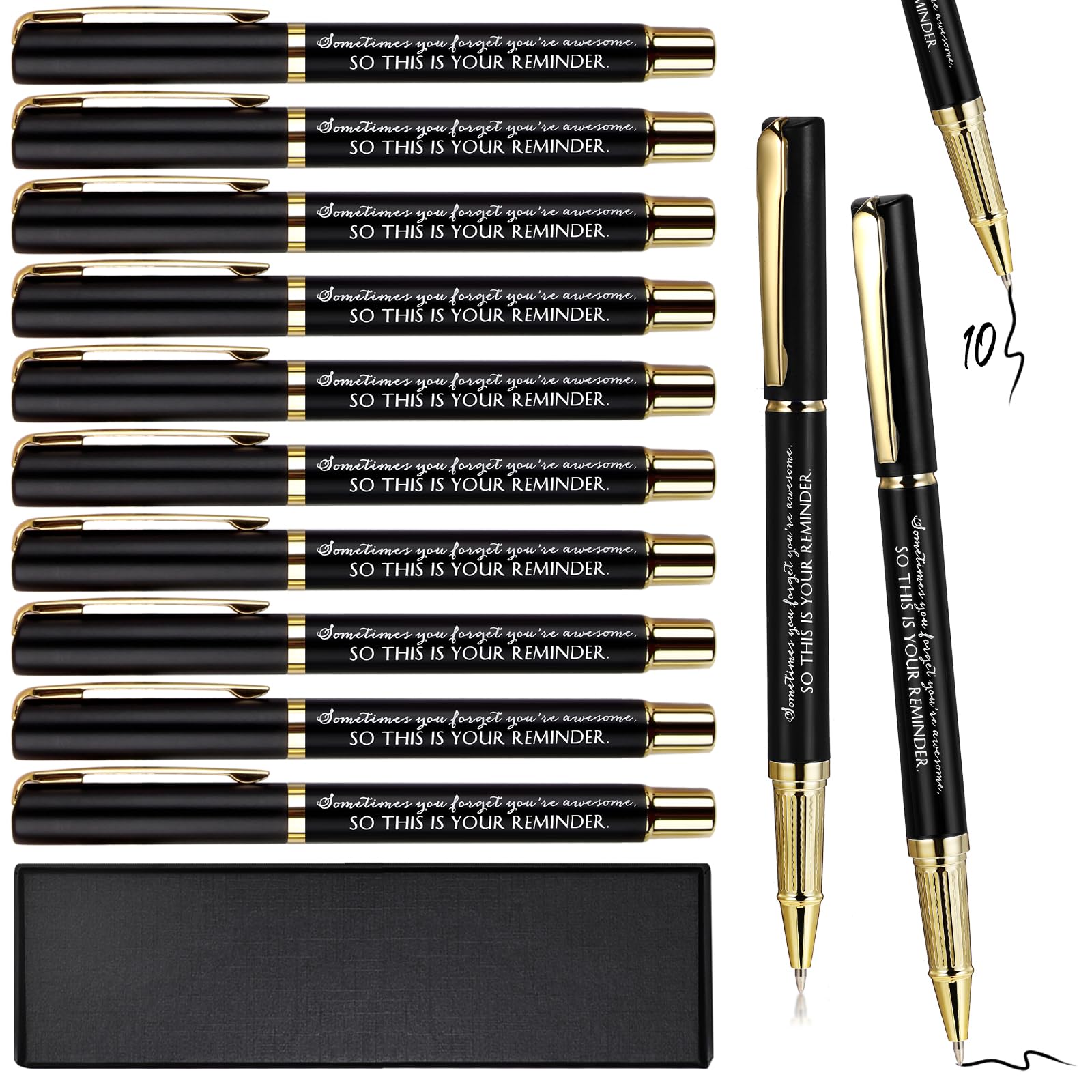 Photo 1 of 10 Pcs Thank You Gifts Inspirational Ballpoint Pens with Gift Boxes Motivational Quote Pen Bulk Appreciation Gifts for Employee Coworker Teacher Nurse Friends Gifts(Black, Reminder) Black Reminder