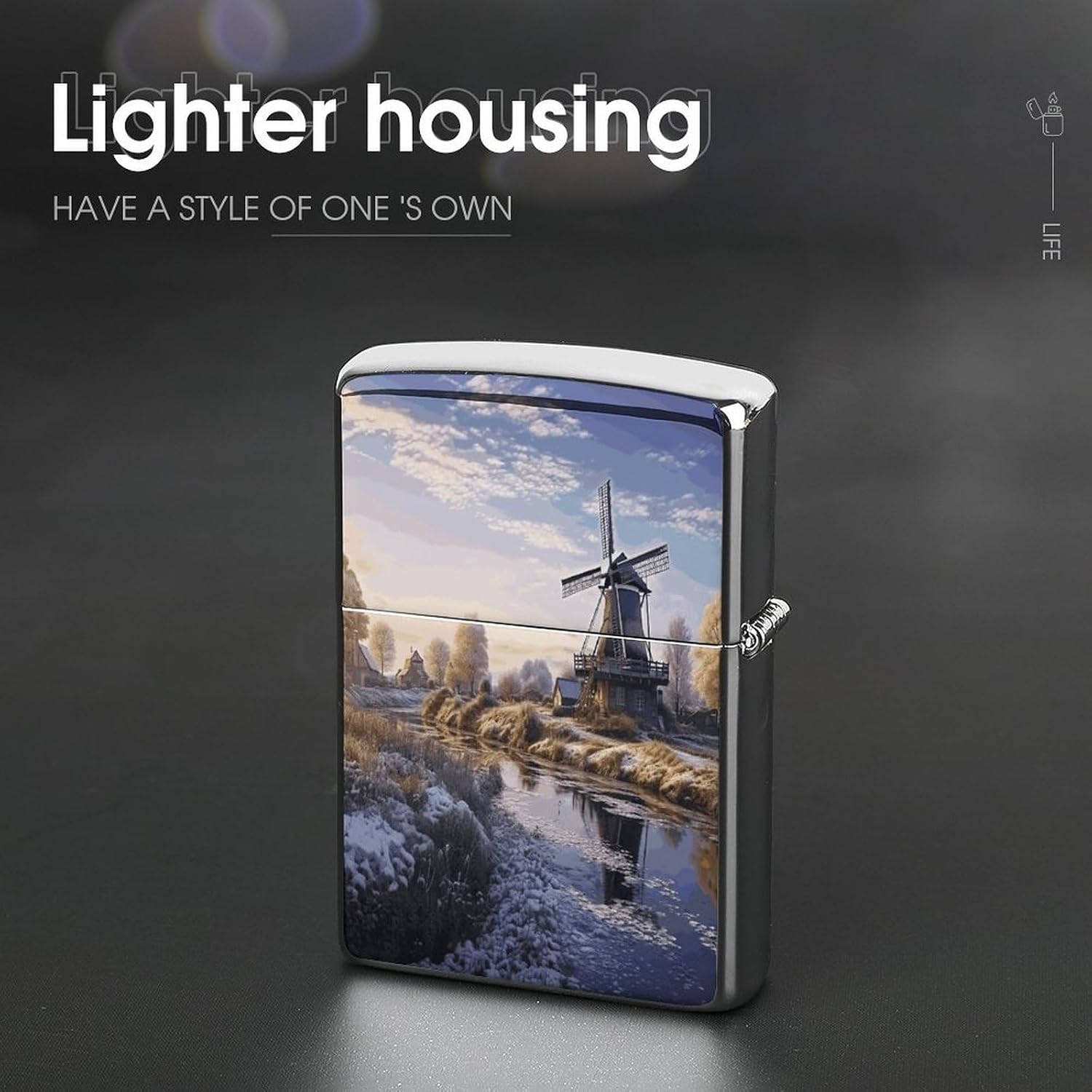 Winter Dutch Windmill Lighter Case Cover Holder Lighter Sleeve