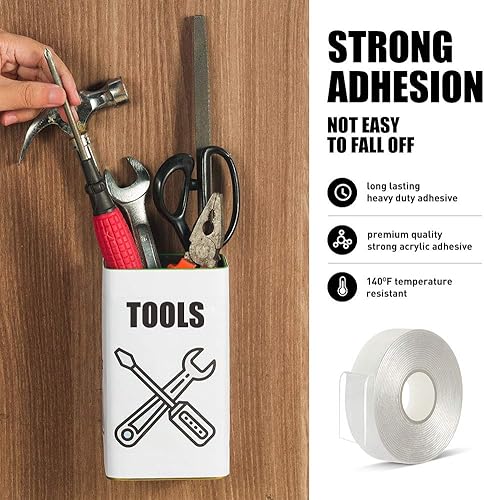 Miniatura 2 de Cinta adhesiva acrílica de doble cara resistente, 34 pulgadas 10 pies, sin residuos, transparente, extraíble, fuerte, 2 caras, para montaje en pared