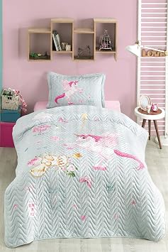 Paradise Ranforce %100 Pamuk Tek Boynuzlu At Yata , Pegasus Temal  Yast k K l fl  Yatak  rt s ,  ift Ki ilik