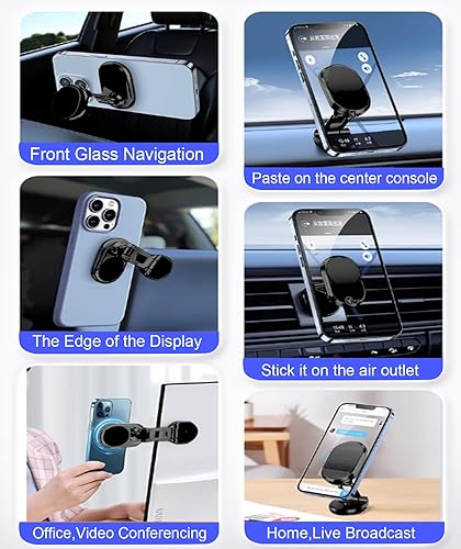 Miniatura 7 de Soporte magnético para teléfono para automóvil, 8 imanes fuertes, aleación plegable, soporte magnético para teléfono, soporte universal para