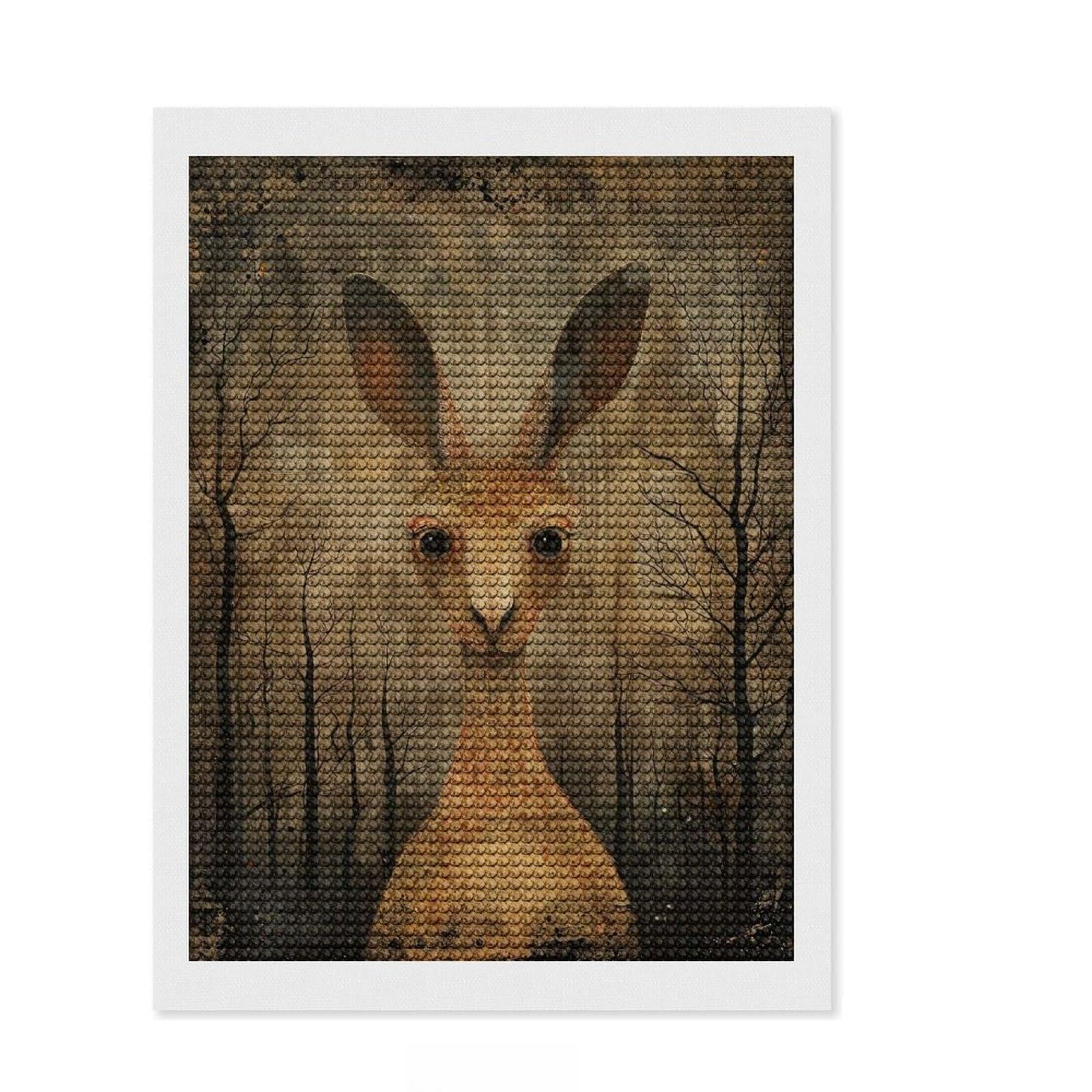 Junmoney Wild Kangaroo Full Drill Diamond Painting Kit 12"x16", Birthday Gift, Vintage Style Decor, Modern Decor, Artistic Hobby