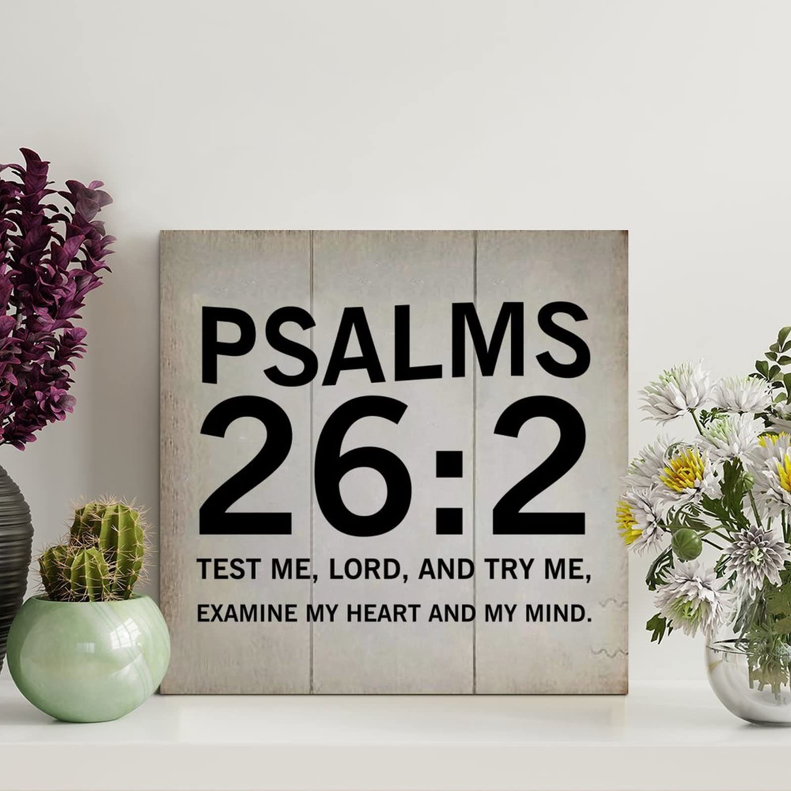 LITTLEGROVE SEEDS Vintage Wood Signs with Quotes Test Me LORD and Try Me Psalms 26:2 Wood Plaque Scripture Farmhouse Decor Wall Art Wall Hanger Sign Decor for Home Bedroom Kitchen Living Room 8x8in