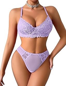 Lingerie for Women 2 Pieces Lingerie Set Lace Bra and Panty Sets Sexy Babydoll Underwear