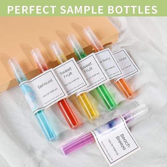 Teenitor ミニスプレーボトル20個、ミニスプレーボトル10ml、ミニスプレーボトル5ml、プラスチック詰め替え可能な香水ボトル空、クリアトラベル香水ボトル詰め替え可能