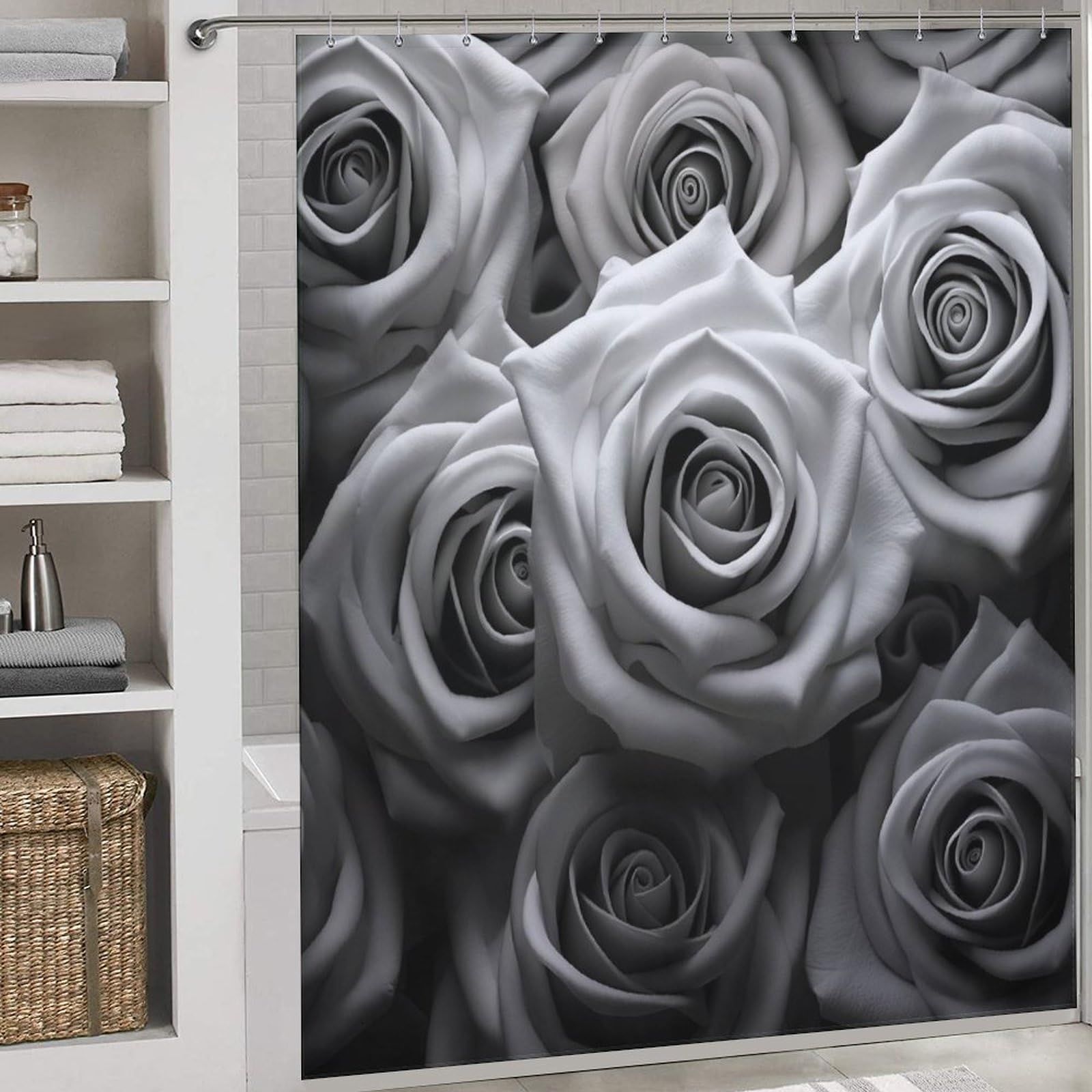 Rideau de douche rose 183x183 en polyester imperméable lavable