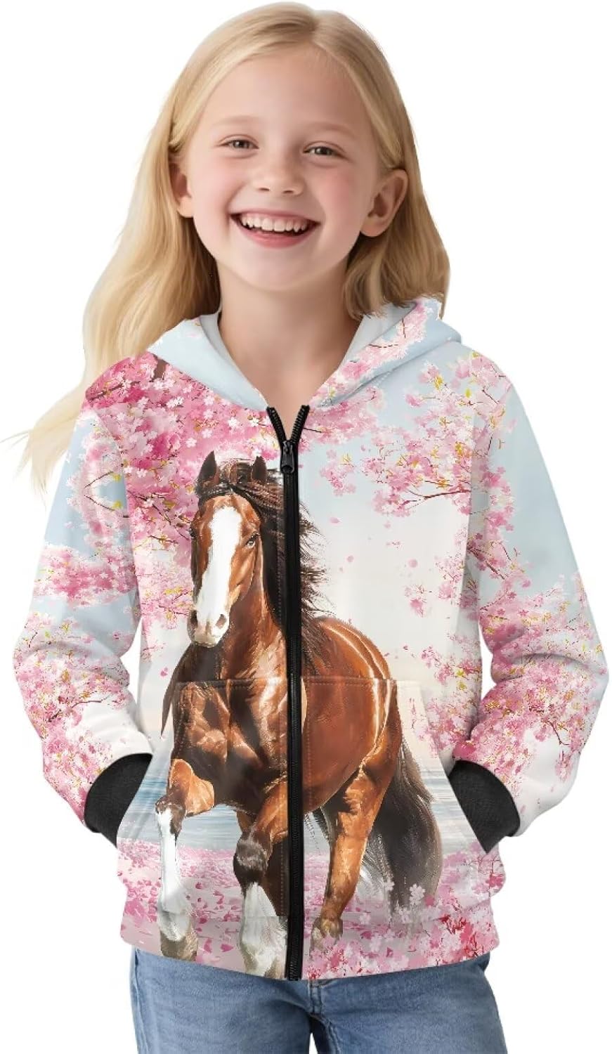 Girls‘ Full-Zip Fleece Hoodie Sweatshirts for Girls Zip Up Hoodie for Kids Streetwear