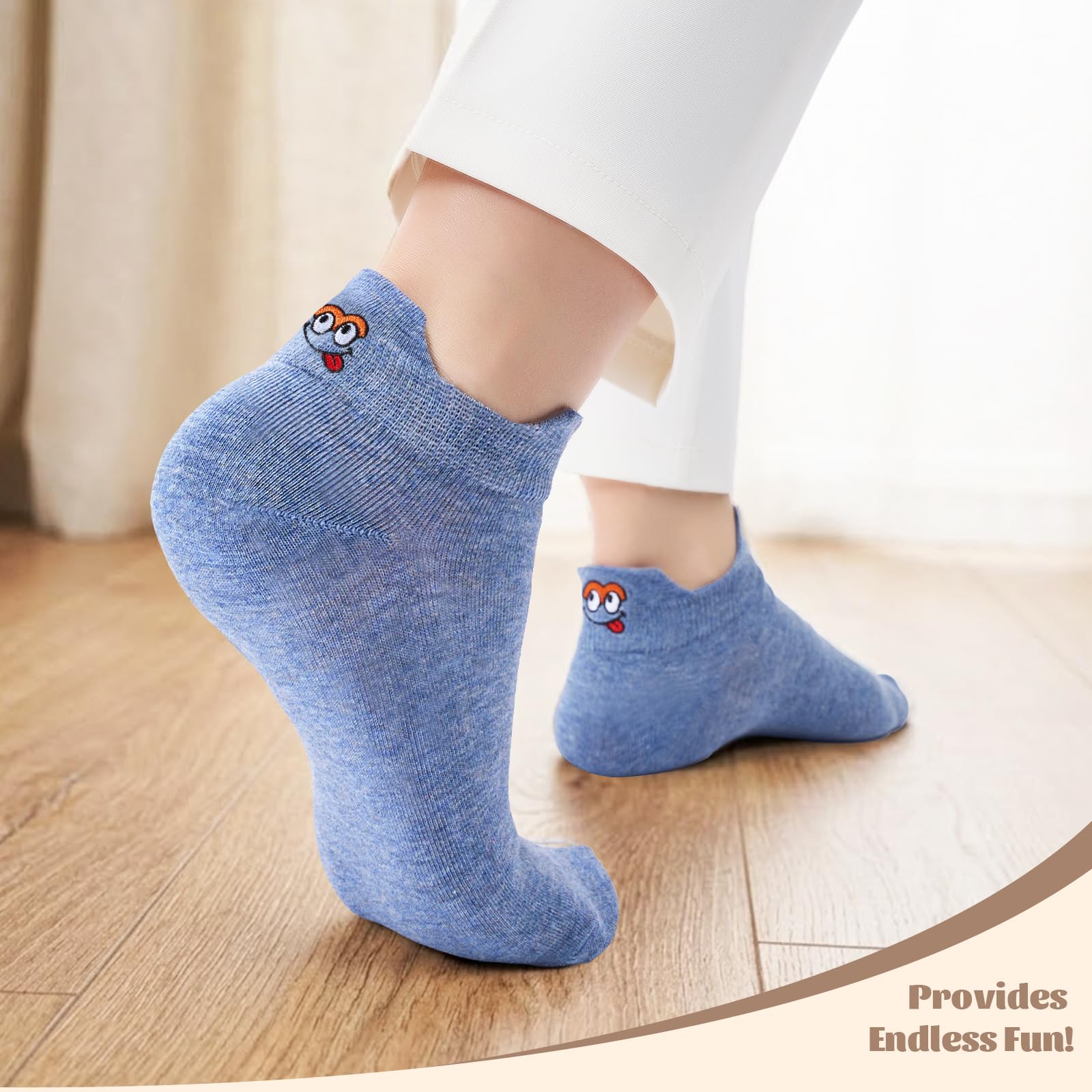 Calcetines Tobilleros Divertidos para Mujer 10 Pares, Calcetines Cortos Deporte de Algodón Transpirables y Coloridos con Motivos Bordados 39-42 35-38, Ideas de Regalo para Mujer Mamá Amiga — view 2