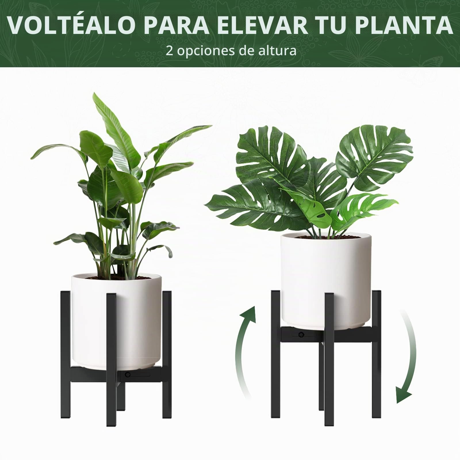 ZMTECH Soporte ajustable para plantas de metal negro, 20 – 35 cm, moderno soporte para macetas Midcentury para plantas en macetas en interiores y exteriores, para esquina de la habitación, balcón,
